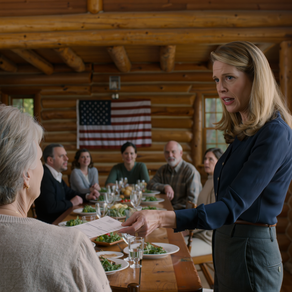 On Mother’s Day, my daughter turned our cabin gathering into a public trial: she read a $500,000 bill out loud in front of 40 relatives, called it “the cost of caring for someone useless” — I let her finish the performance, set an old folder on the table, and that was the moment a few faces in the room changed color because they knew there was something there nobody was going to explain away.