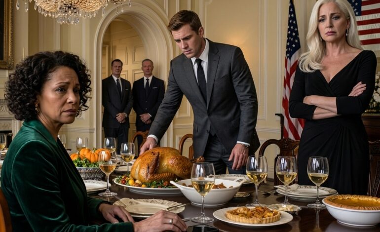At Thanksgiving dinner, my son’s mother-in-law spit into my plate and said, “Old lady, this is what you deserve,” while my son leaned in and whispered, “Mom, please don’t make this worse.” I stayed calm, pulled out my phone, and sent one quiet text—“Execute the plan.” Neither of them had any idea that by the end of that night, the truth they had buried would begin tearing their perfect life apart.