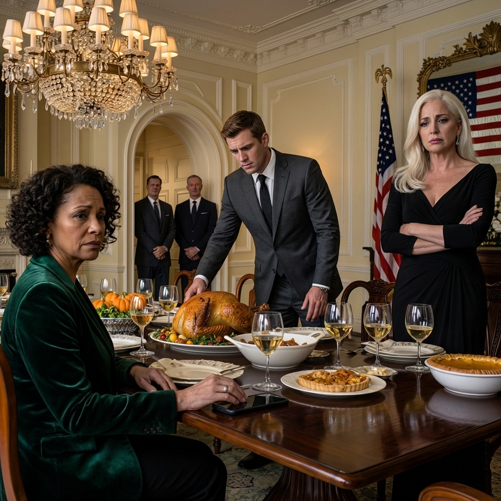At Thanksgiving dinner, my son’s mother-in-law spit into my plate and said, “Old lady, this is what you deserve,” while my son leaned in and whispered, “Mom, please don’t make this worse.” I stayed calm, pulled out my phone, and sent one quiet text—“Execute the plan.” Neither of them had any idea that by the end of that night, the truth they had buried would begin tearing their perfect life apart.