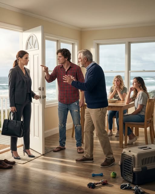 I bought my parents a $425,000 ocean-view home for their 50th anniversary. When I arrived, my mother was crying, and my father was shaking. My sister’s family had moved in. Her husband walked up to my dad, pointed to the door, and said coldly, “This is my house now. Please leave.” My sister smiled, but everything froze the moment I stepped inside…