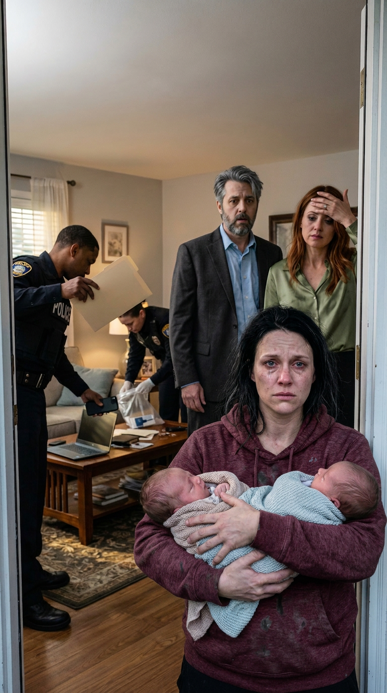 I kept my mouth shut about the truth: I was the one who bought back my husband’s parents’ home, while his wealthy mistress gladly took the credit. When I went into labor with twins, nobody showed up for me—they were all too occupied cooking and fawning over her. The following day, my husband handed me divorce papers. “You’re completely useless. I’ll take one of the children,” he sneered. He believed I was broken, helpless. But the next morning, the police stormed into the house…