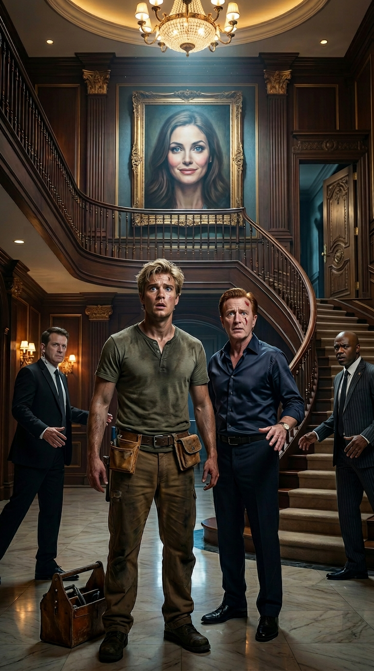 I was just swapping bulbs in a billionaire’s mansion when a portrait froze me mid-step. The woman’s eyes—her smile—were my mother’s. My throat went dry. “Why is my mom’s face on your wall?” I demanded. The billionaire went ghost-white, his hand trembling on the frame. “Because,” he whispered, “she was never your mother.” The room tilted. Then he added one name… and everything I believed cracked open.