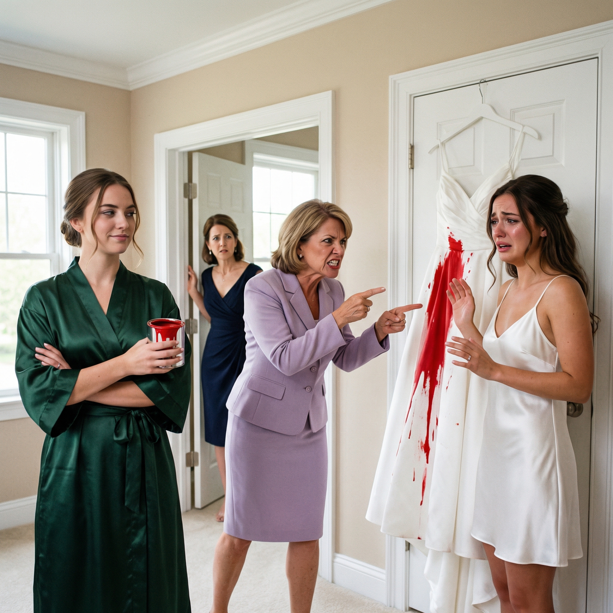 My sister poured red oil paint on my wedding gown. My mom defended her, saying, “You always steal your sister’s shine.” When my maid of honor posted the story online, announcing the cancellation, you wouldn’t believe who saw the story. What he did next was… even more unbelievable.