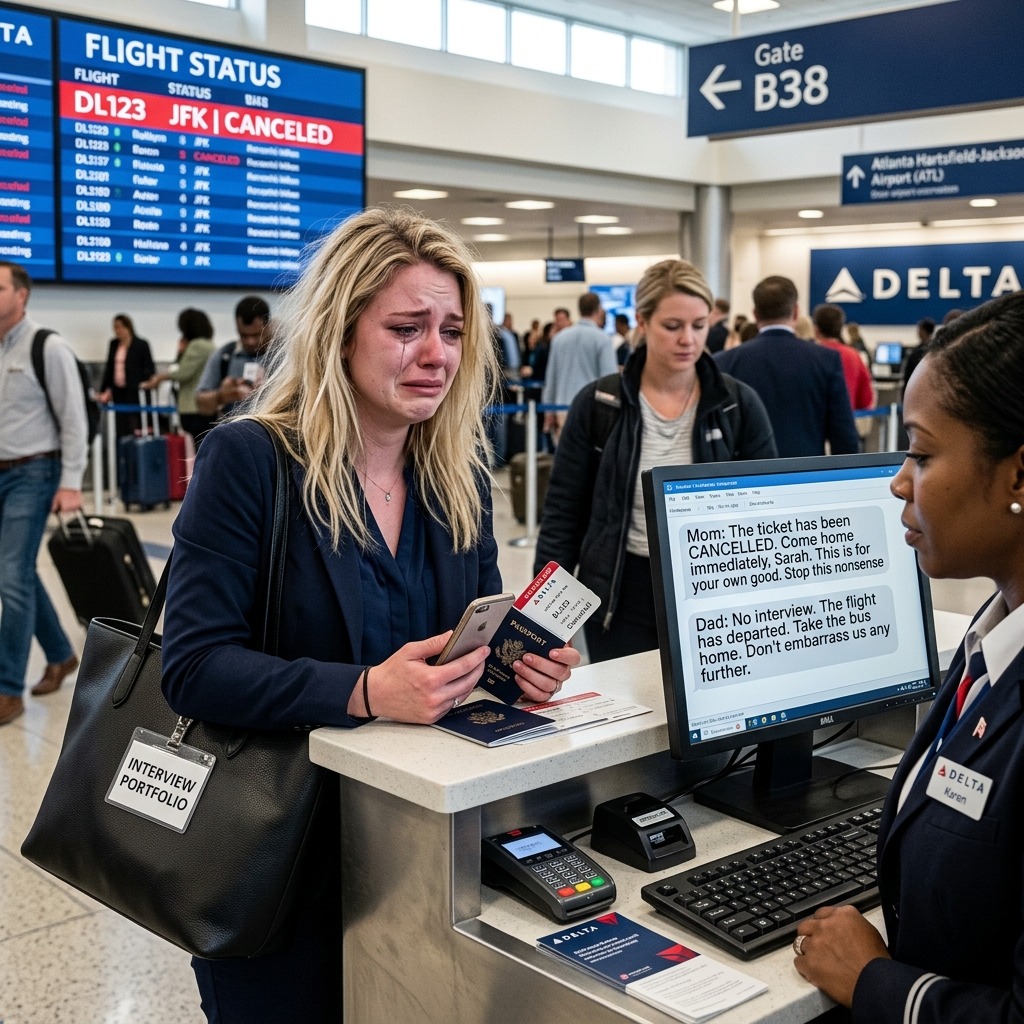 “At The Airport My Ticket Was Canceled I Checked My Phone. ‘Have Fun Walking Home, Loser,’ Mom Texted. Dad Said, ‘Stop Acting Poor Take A Bus Like You Should.’ Their Faces Went Pale When”