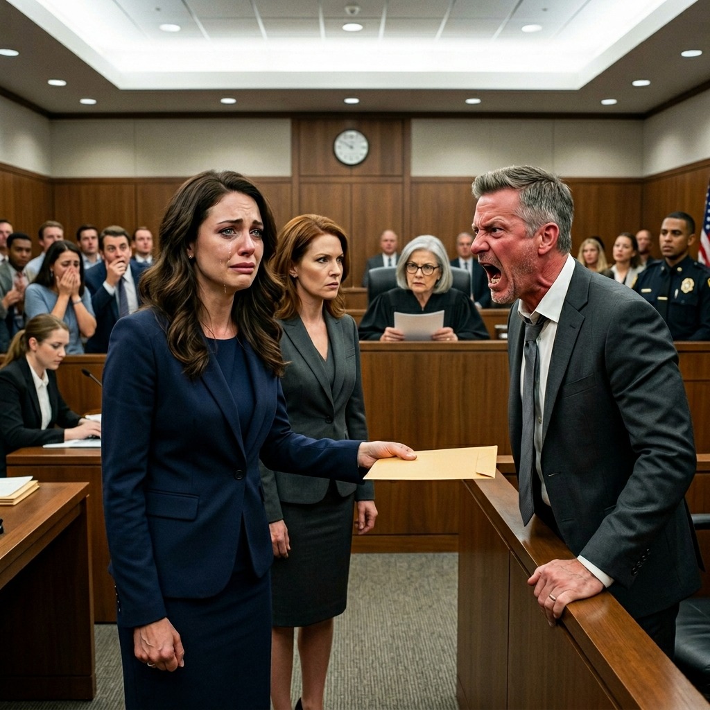“In court, my millionaire husband publicly called me sterile. His motive was clear to annul our marriage keep every cent of his fortune. He claimed clause in our prenup would leave me with nothing if we divorced. I stayed calm, said nothing, handed the judge an envelope. What was inside changed everything, and left the entire courtroom in stunned silence…”