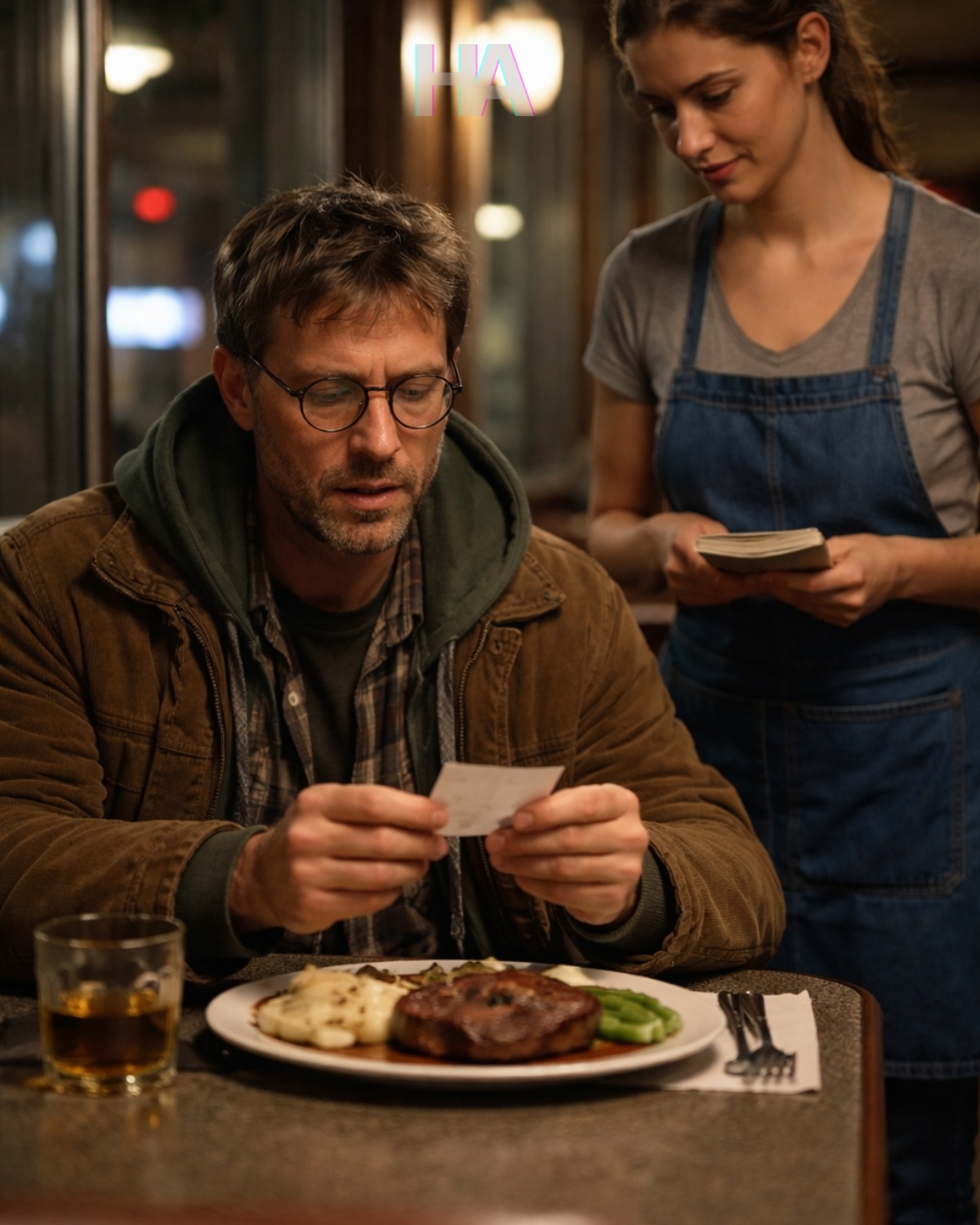 HE WALKED INTO HIS OWN LUXURY STEAKHOUSE DRESSED LIKE A BROKE STRANGER AND ORDERED THE MOST EXPENSIVE MEAL ON THE MENU… BUT THE NOTE THE EXHAUSTED WAITRESS SLIPPED BESIDE HIS PLATE EXPOSED A SECRET SO DARK IT SHOOK A BILLIONAIRE TO HIS CORE AND CHANGED BOTH THEIR LIVES FOREVER