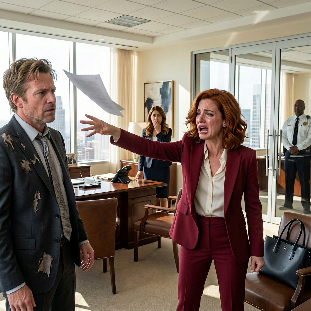 My husband beat me and threw me out after I canceled my platinum card he stole for a Venice vacation. The next day, he was summoned to the CEO’s office—and froze when he saw me holding his dismissal letter.