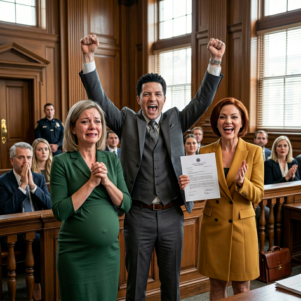 Ik was acht maanden zwanger toen mijn miljardair-echtgenoot in de rechtszaal achterover leunde, grijnsde en zei: “Je gaat met lege handen naar buiten, Allison.” Hij zag mijn zwangerschap als een teken van zwakte. Hij geloofde dat de huwelijksvoorwaarden mijn lot al hadden bezegeld. Maar toen stond mijn advocaat op en onthulde een clausule waarvan zijn hele familie had gehoopt dat ik die nooit zou ontdekken. Dat was het moment waarop zijn zelfvertrouwen brak… en alles veranderde.