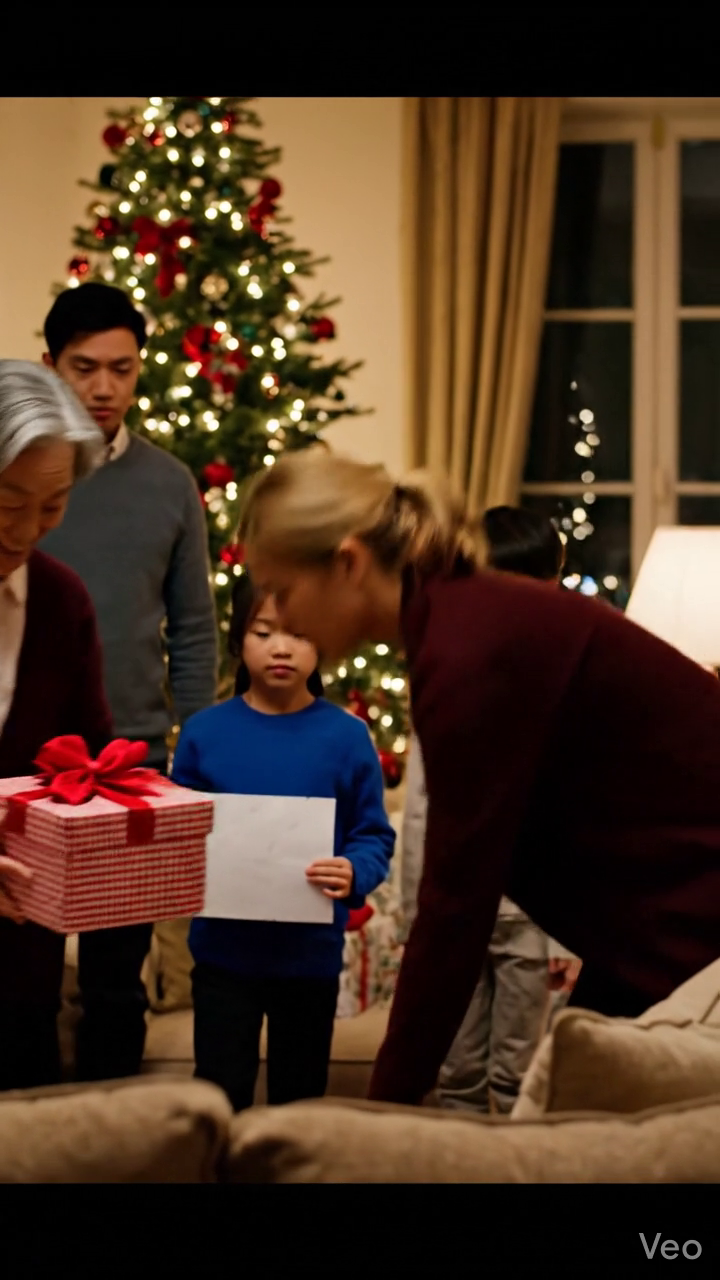 Mijn ouders waren kerstcadeaus aan het uitdelen aan alle kleinkinderen. Toen ze bij mijn dochter aan de beurt waren, zeiden ze: “O, het lijkt erop dat we er eentje vergeten zijn,” en glimlachten terwijl ze haar cadeau aan de zoon van mijn zus gaven “voor de eerlijkheid.” Mijn dochter bleef stil. Mijn ouders glimlachten — totdat ik…