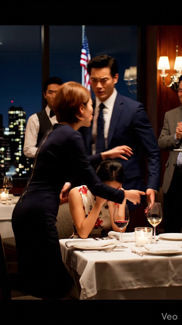 Midden in het restaurant trok mijn schoonzoon aan het haar van mijn dochter, waar iedereen bij was. Zijn vader zei zelfs: “Zo is het! Ze moet een lesje leren.” Mijn dochter barstte in tranen uit. Ik stond op – en vanaf dat moment begon alles te veranderen. Niemand durfde haar ooit nog te minachten.
