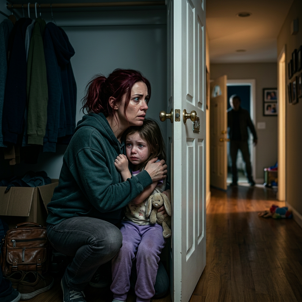 My husband came home early from his business trip. There was a knock at the door, and then a voice called out, “I’m home!” But the instant my 6-year-old daughter heard it, she grabbed my shirt and whispered in terror, “Mommy… that’s not Daddy’s voice. We need to hide.” My heart dropped. I grabbed her hand, and we slipped into the closet in the living room. And just moments later, something unbelievable happened. – Story