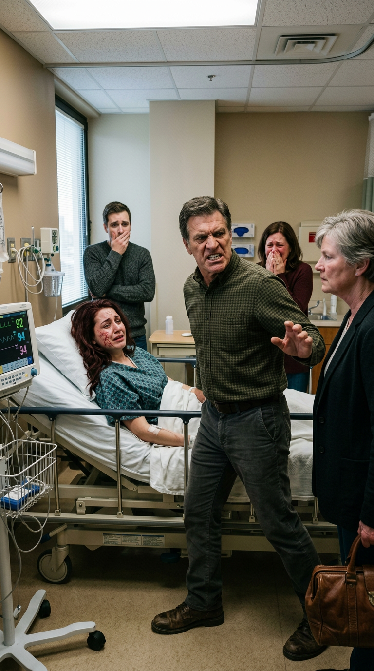 I was lying in a hospital bed when my mother-in-law slapped me in front of my own parents and shouted, “You’ve brought nothing but shame to this family!” My mother froze. I couldn’t even raise my hand. But my father stepped forward with a look I had never seen before and said, “You touched my daughter once. Now you answer to me.” What happened next stunned everyone in that room. – True Stories
