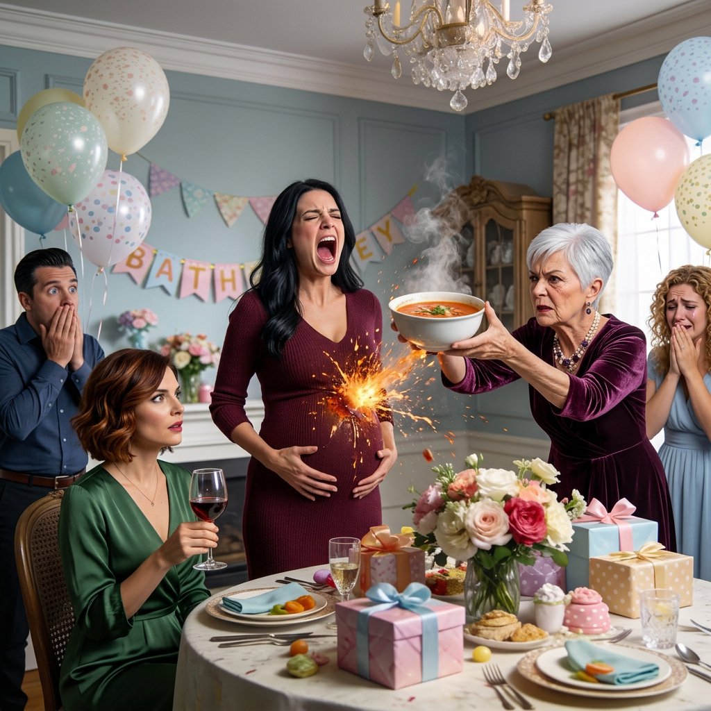 During my baby shower, my mother laughed and said, “My other daughter can’t have children, so why should you get to be happy?” Then she picked up a bowl of boiling soup and hurled it straight onto my pregnant stomach. I screamed in agony and clutched my belly. My sister lifted her glass with a smirk and said, “You deserve this.” But neither of them knew that the consequences of what they had done were already closing in. – Story