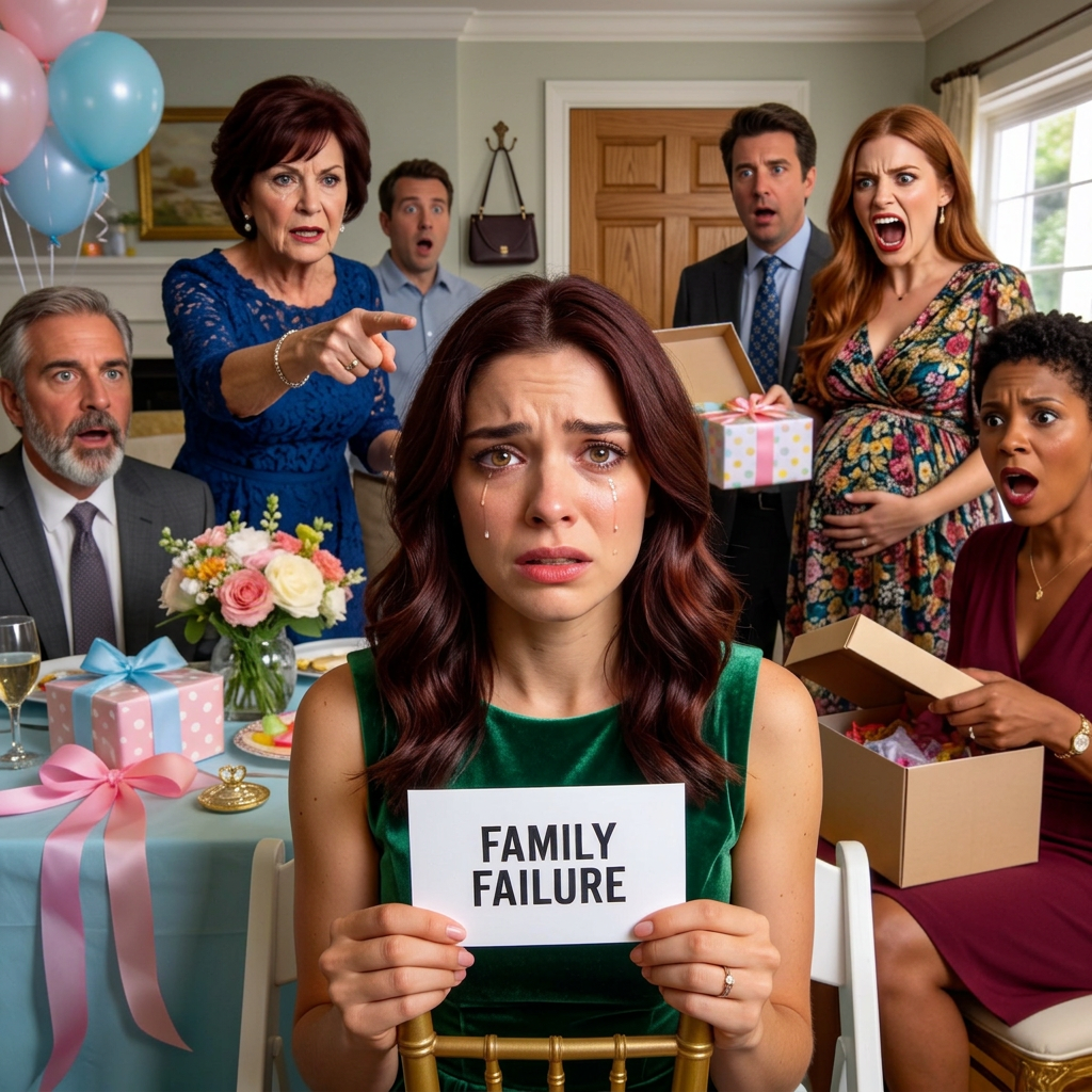 At my sister’s baby shower, I sat down and saw the words “Family Failure” written on my seat card. My mother laughed in my face. “It suits you, doesn’t it?” she said. The whole room exploded with laughter as my sister smugly began unwrapping my gift. But the instant she opened the next box, her smile was wiped away—and the entire room fell into stunned silence. – Story