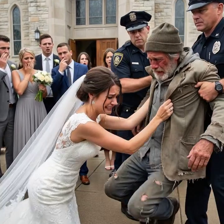 On my wedding day, a ragged man broke through the crowd and whispered, “Emma… please, let me hug you just once.” I froze. Then I saw his face—and my blood ran cold. “Get him out of here!” I shouted. But when a letter fell from his pocket, everything I believed about my father shattered in an instant. I thought he abandoned me… until I learned what he had really sacrificed. – True Stories