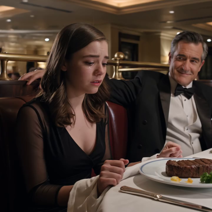 Mijn vader glimlachte naar me aan een chique steakhousetafel en vertelde me dat hij mijn huwelijksgeld aan mijn zus had gegeven omdat zij “meer een fatsoenlijke bruiloft verdiende” dan ik – maar op het moment dat mijn verloofde langzaam opstond en naar zijn telefoon greep, begon haar perfecte kleine overwinning af te brokkelen