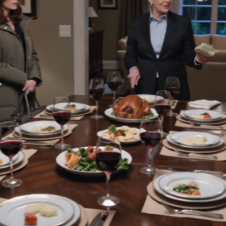 TTD – Mijn moeder haalde mijn stoel weg van het Thanksgiving-diner, zei dat dit jaar “voor familie was die wél komt opdagen”, en schoof vervolgens een envelop vol contant geld recht voor mijn neus, alsof ze wilde dat de hele tafel toekeek hoe ik mijn plaats begreep. Maar wat ze niet wisten, was dat de dochter die ze net van de feestdagen hadden buitengesloten, dezelfde was die stilletjes de hypotheek, de energierekening, het schoolgeld, de auto, de verzekering en alle andere rekeningen betaalde die ze jaren geleden waren vergeten. Dus ik liep zonder een scène weg, opende mijn laptop, sloot binnen een uur alle financiële middelen af en liet de ochtend me precies uitleggen wie dat huis draaiende had gehouden.