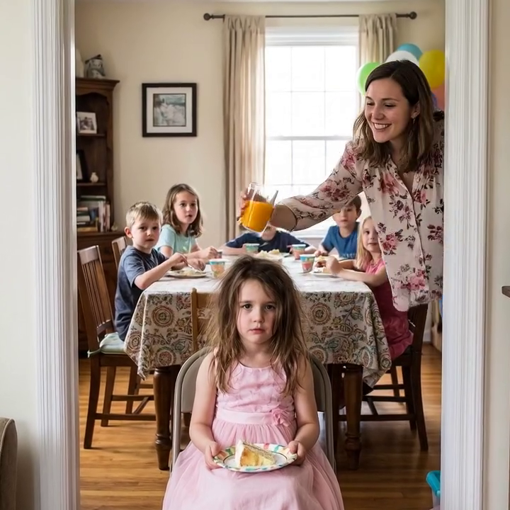 At dinner with my son’s family, my little granddaughter shyly handed me a piece of bread. I smiled—until I saw a thin streak of ketchup spelling SOS. My stomach dropped. Keeping my face calm, I “accidentally” let it fall onto my blouse and offered to wash up, taking her with me. – Royals