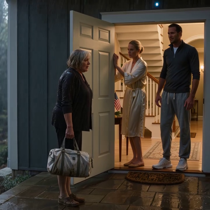 Mijn huis liep onder water tijdens de storm, en ik ging doorweekt en onder de modder naar het landhuis van mijn zoon om te vragen of ik er even kon blijven, maar mijn schoondochter hield de deur tegen: “Bah, je verpest mijn witte tapijten. Ga naar een opvang.” Ze sloeg de deur in mijn gezicht dicht, ik belde de probleemjongen die ik in huis had genomen toen hij zestien was – en er verscheen een militair konvooi, alsof ze precies de verkeerde persoon hadden uitgekozen om te provoceren.