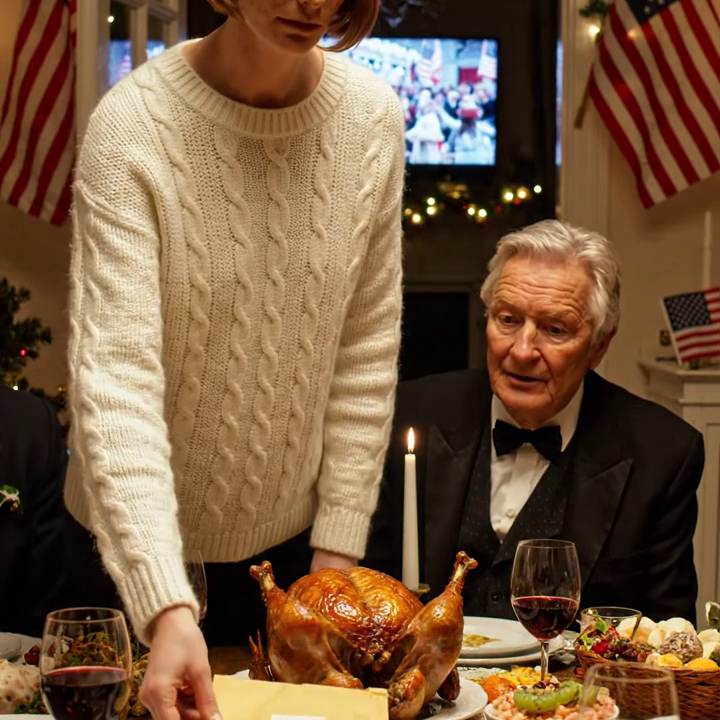 Tijdens Thanksgiving haalden mijn ouders mijn stoel van tafel. Mijn moeder zei: “Er is geen plaats voor teleurstellingen.” Toen ik wegliep, liet ik een envelop op het bord van mijn vader vallen en zei: “Fijne Thanksgiving, ik weet eindelijk waarom je me haat.” Het werd stil in de kamer. Wat ze vervolgens ontdekten, deed 23 familieleden naar adem happen…