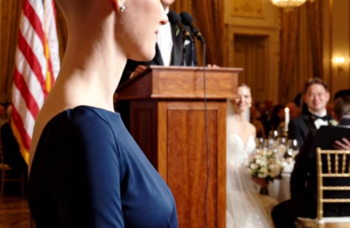 Ik werd wakker op de ochtend van de bruiloft van mijn zoon en realiseerde me dat mijn hoofd helemaal kaal was – mijn haar was weg – de ‘boodschap’ van mijn schoondochter aan mij. Er was een briefje op de badkamerspiegel geplakt met de tekst: “Gefeliciteerd – je hebt eindelijk een ‘kapsel’ dat bij je leeftijd past.” Gelukkig had ik het huwelijksgeschenk van 20 miljoen dollar nog in mijn bezit. En op het moment dat de ceremoniemeester mijn naam riep, hield ik op met glimlachen – ik stond op en staarde recht naar de hoofdtafel…