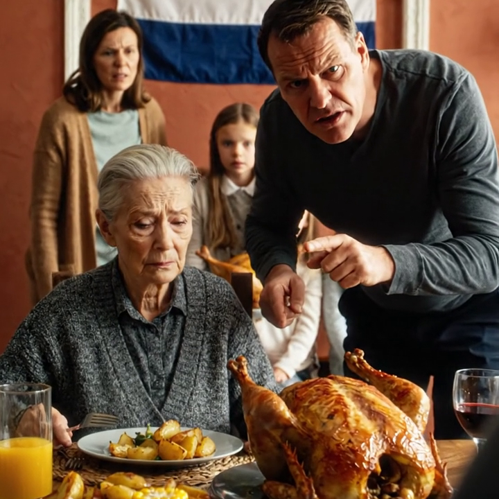 Ik zat te dineren met mijn familie toen mijn schoonzoon riep: “Gaat die nutteloze oude vrouw nu weer alles opeten?” De tafel lachte. Ik stond langzaam op, veegde mijn mond af en fluisterde: “Neem me niet kwalijk.” De volgende ochtend belde de bank hem met verschrikkelijk nieuws.
