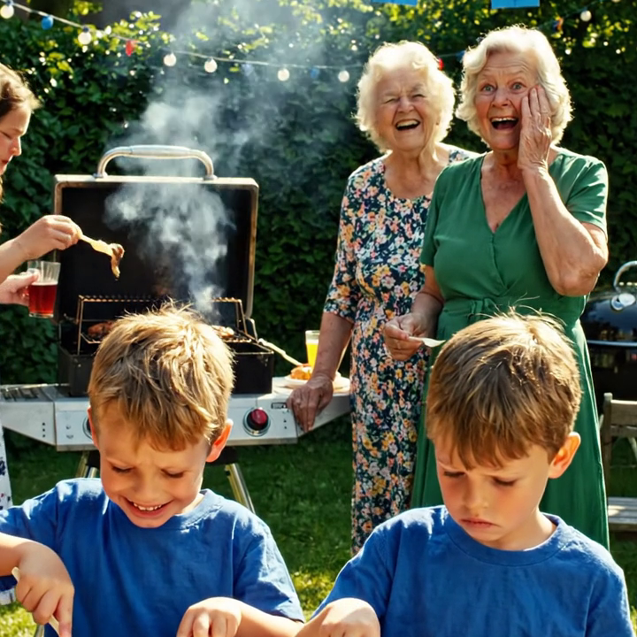 Tijdens een barbecue met de familie kreeg mijn neefje een dikke, perfect gebakken T-bone steak voorgeschoteld, terwijl mijn zoon niets anders kreeg dan een aangebrande vetrand. Mijn moeder lachte het weg. “Dat is meer dan genoeg voor zo’n kind.” Mijn zus grijnsde en voegde eraan toe: “Eerlijk gezegd, zelfs een hond zou iets beters krijgen.” Mijn zoon sloeg zijn ogen neer en zei zachtjes: “Mam… ik vind dit prima.” Een uur later, toen ik eindelijk begreep wat hij bedoelde, liep de angst als een ijskoude rilling door me heen.