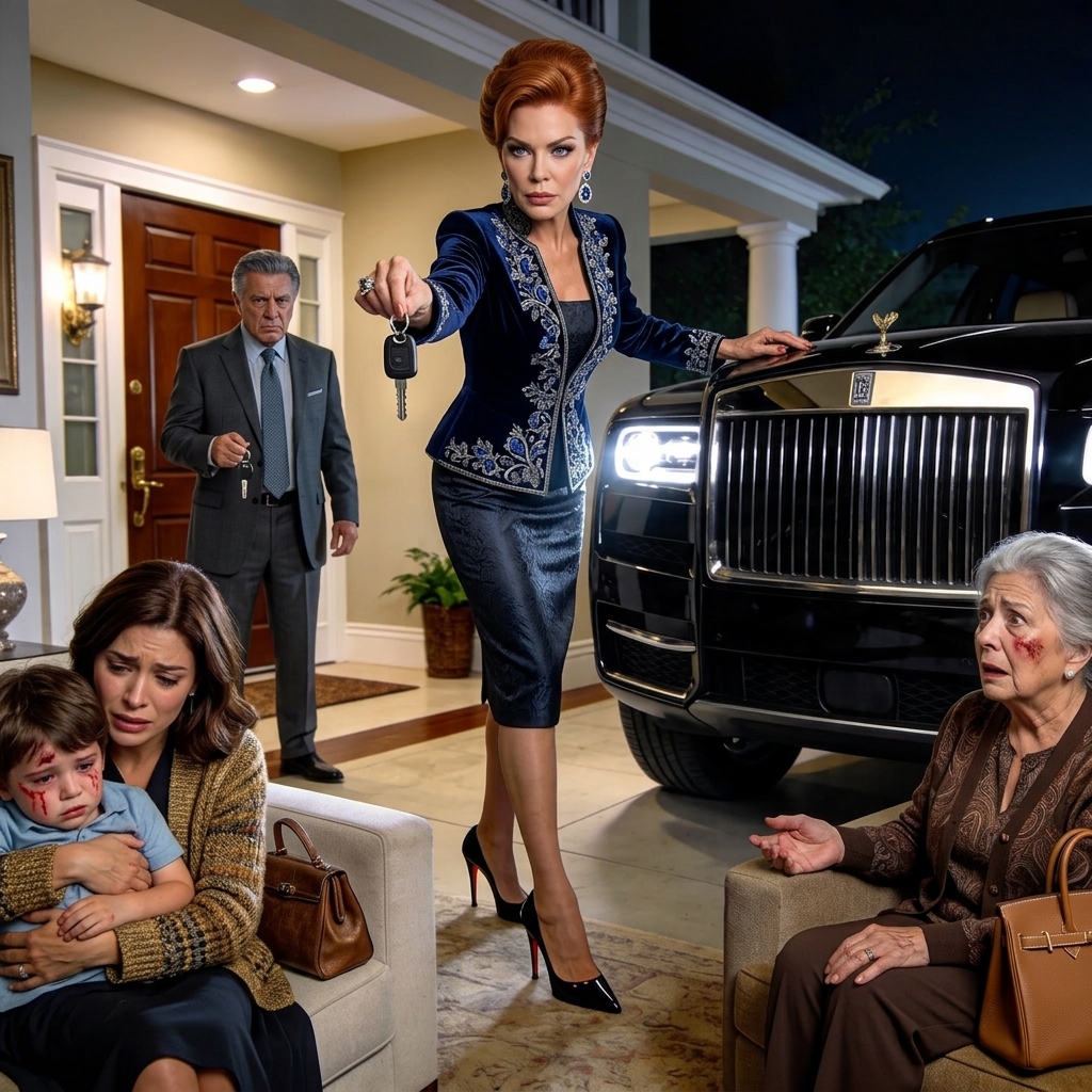 My 5-year-old urgently needed to go to the hospital. My dad coldly said, “Children are not allowed in my car.” My mom just shrugged and said, “Figure it out yourself.” Then my rich aunt slowly stood up and did this. My parents instantly went pale. – Story