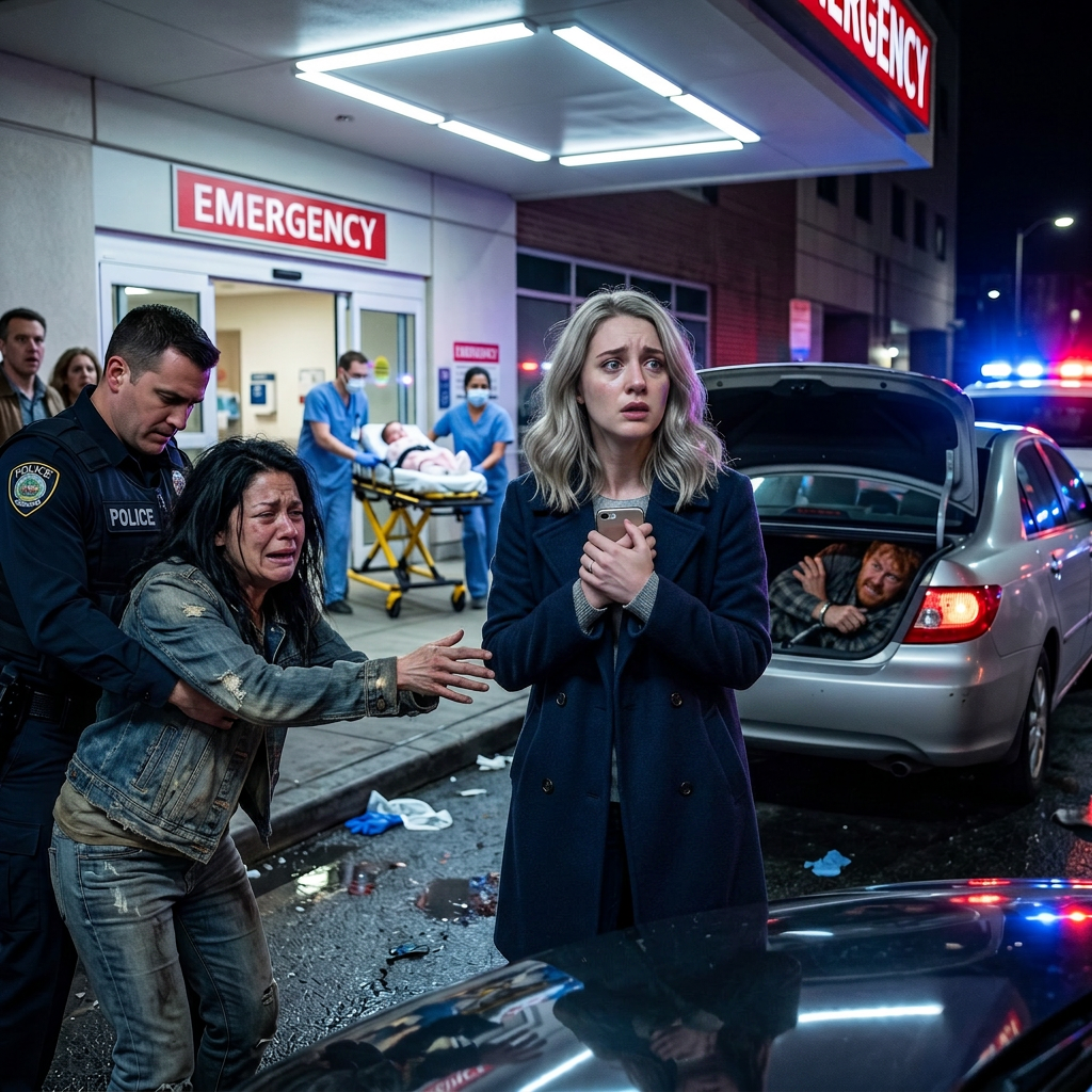 The woman moved beneath the glowing string lights with quick, graceful steps, her beige trench coat reflecting the warm storefront glow. – Story