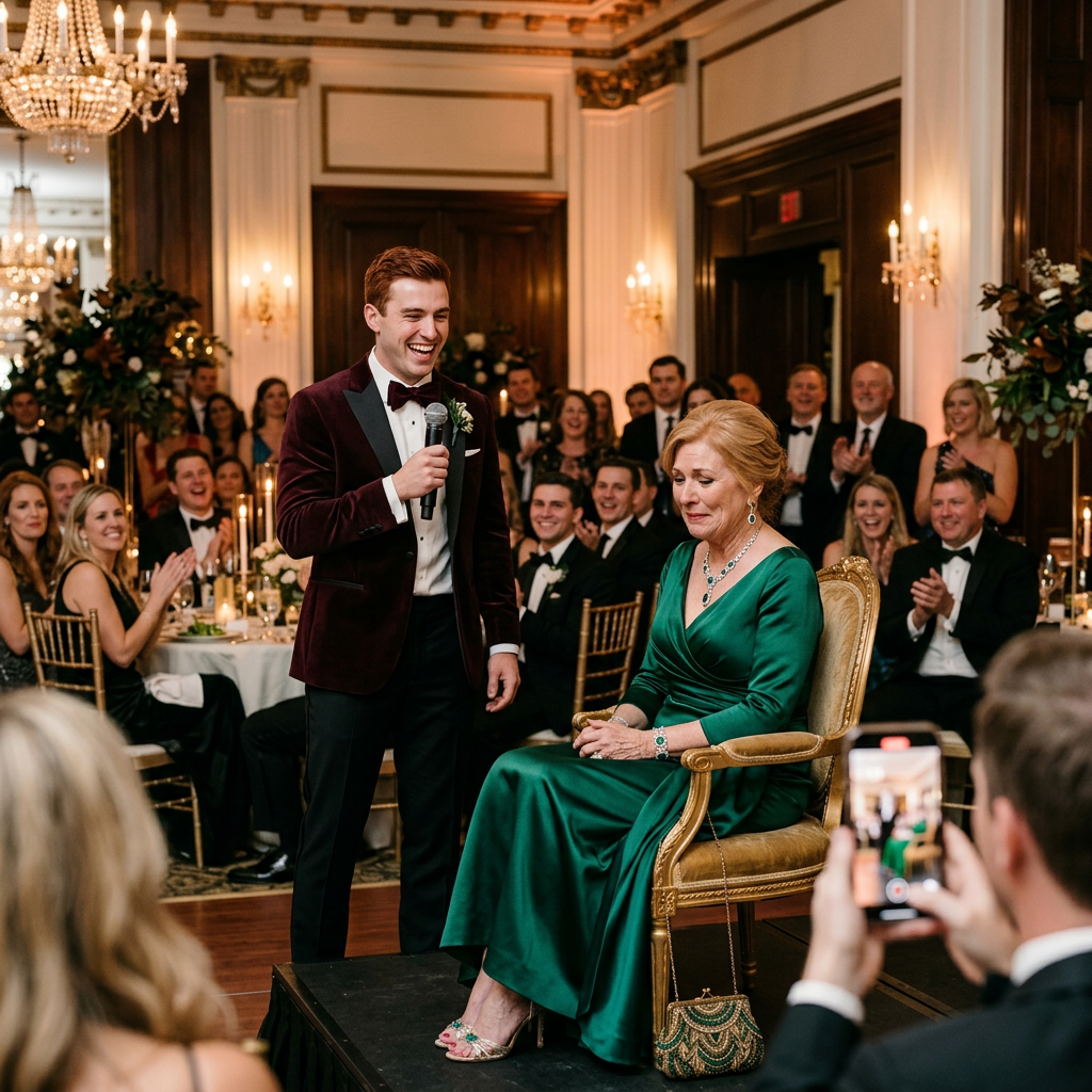 vf-Mijn zoon veilde me voor 2 dollar op zijn liefdadigheidsgala. Toen stond een man achterin op en zei: “Twee miljoen.” De glimlach verdween zo snel van het gezicht van mijn zoon dat de hele zaal het voelde.