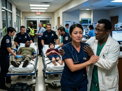 I was working the night shift when my husband, my sister, and my son were suddenly brought in, all unconscious. Panic hit me, and I ran straight toward them—but a doctor stepped in front of me and quietly stopped me. “You can’t see them yet,” he said. My whole body trembling, I looked at him and asked, “Why?” He lowered his eyes, then whispered words that made my blood run cold: “The police will explain everything once they arrive.” – Story
