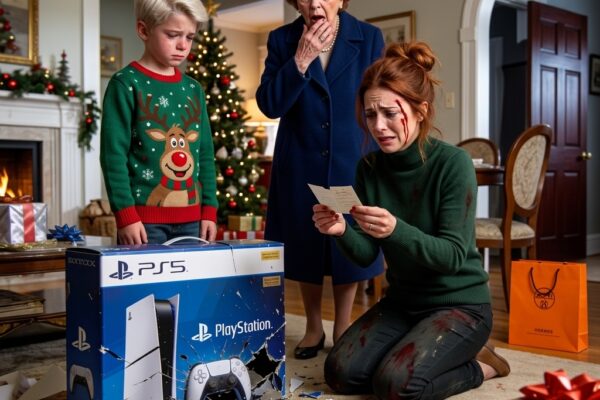 My mother gave my 8-year-old son the newest PlayStation. But the moment he opened the box, he silently slammed it onto the floor and shattered it. “What are you doing?!” I shouted in disbelief. He didn’t answer. Instead, he reached into his pocket and handed me something. “Can you still say that… after you see this?” he said quietly. I looked down—and my whole body started to shake. – Story