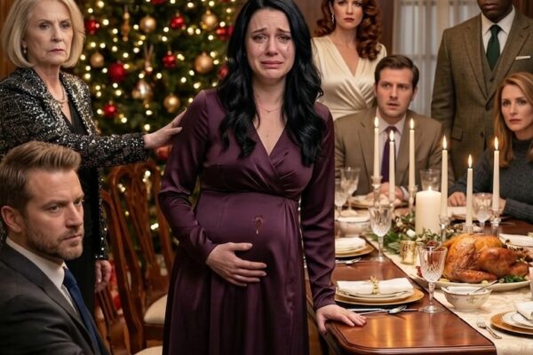 I never told my in-laws that my father is the Chief Justice. I spent the entire day cooking Christmas dinner for the family, only to have my mother-in-law make me eat while standing in the kitchen. She sneered, “Servants don’t sit with family.” When I tried to take a seat, she shoved me so hard I started miscarrying. I reached for my phone to call the police—my husband threw it away and threatened, “I’m a lawyer. You won’t win.” I met his eyes and said calmly, “Call my father.” He laughed as he dialed, unaware his legal career was about to end. – True Stories