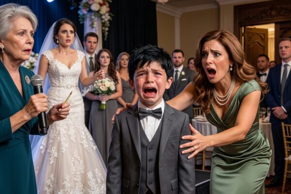 At my sister’s wedding, she took the mic with a smile and said, “And now, my sister’s son is going to put on a fun little performance!” Without warning, my mother struck a match and set my son’s hair on fire. “Here’s today’s entertainment! Enjoy!” she yelled. The crowd cheered, and the room filled with laughter. My son broke down in tears. And then it happened… – Story