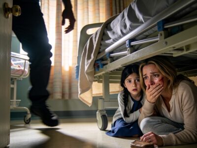 I had just given birth when my 8-year-old daughter came to visit me. Without a word, she quietly closed the curtain and leaned in close. “Mom, get under the bed. Now,” she whispered. My heart started pounding, but I followed her, and we crawled underneath together, holding our breath in silence. Then footsteps began to approach—and just before they reached us, she gently covered my mouth. – Story
