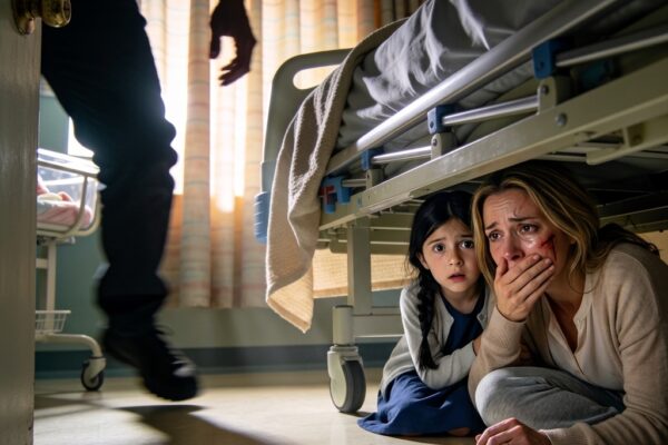 I had just given birth when my 8-year-old daughter came to visit me. Without a word, she quietly closed the curtain and leaned in close. “Mom, get under the bed. Now,” she whispered. My heart started pounding, but I followed her, and we crawled underneath together, holding our breath in silence. Then footsteps began to approach—and just before they reached us, she gently covered my mouth. – Story