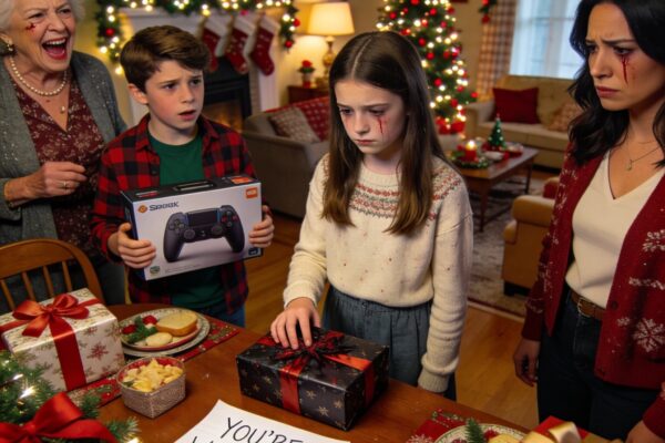 On Christmas Day, my mother handed my sister’s child the newest game console. My daughter got nothing but a note that read, “You’re worthless.” My mother laughed and said, “Why would anyone waste a gift on her?” My sister smirked and added, “Yeah, she’s just a pathetic loser.” My daughter didn’t say a word. She quietly placed a gift on the table and walked out with me. But only minutes later, screams started erupting from inside the house. – Story