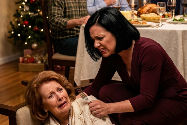 Ik heb de hele dag het kerstdiner voor het gezin gekookt. Toen ik eindelijk naast mijn man in de stoel ging zitten, gaf zijn dochter me een duw en snauwde: ‘Die stoel is van mijn moeder.’ Ik slikte de pijn weg en wachtte tot mijn man me zou verdedigen, maar hij zei alleen dat ik daar niet meer moest zitten. Alle anderen bleven eten en deden alsof er niets was gebeurd. Ik had mijn jeugd, mijn inzet, mijn hele leven aan deze familie gegeven. En op dat moment werd één waarheid volkomen duidelijk: het werd tijd dat ze erachter kwamen wie ik werkelijk was.