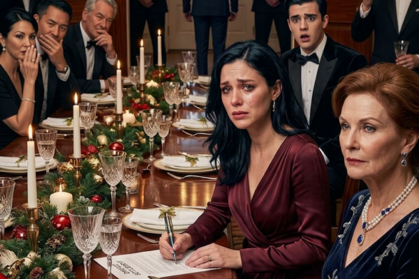 Op het kerstfeest van mijn rijke schoonfamilie glimlachte mijn schoonmoeder…
