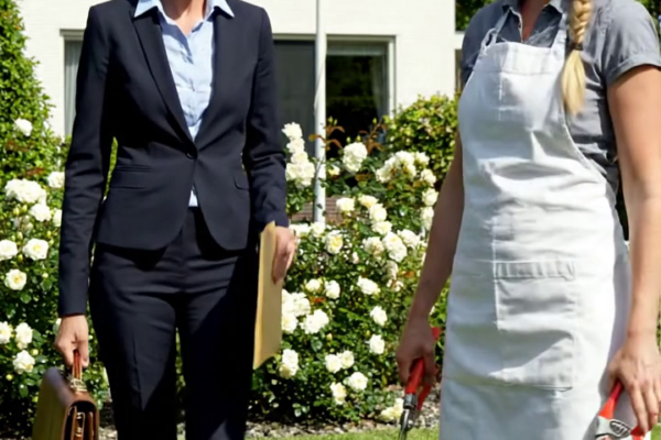 De nieuwe vrouw van mijn man kwam met een hebzuchtige grijns naar mijn deur en zei: “We zijn hier voor ons rechtmatige deel van de nalatenschap van je vader. Verhuis onmiddellijk.” Ik glimlachte toen mijn advocaat achter haar binnenkwam… – Nieuws